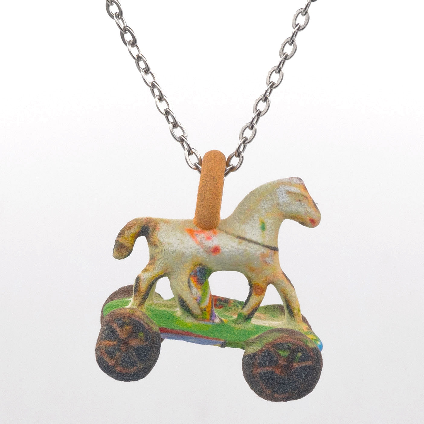 White Wheel Horse Charm