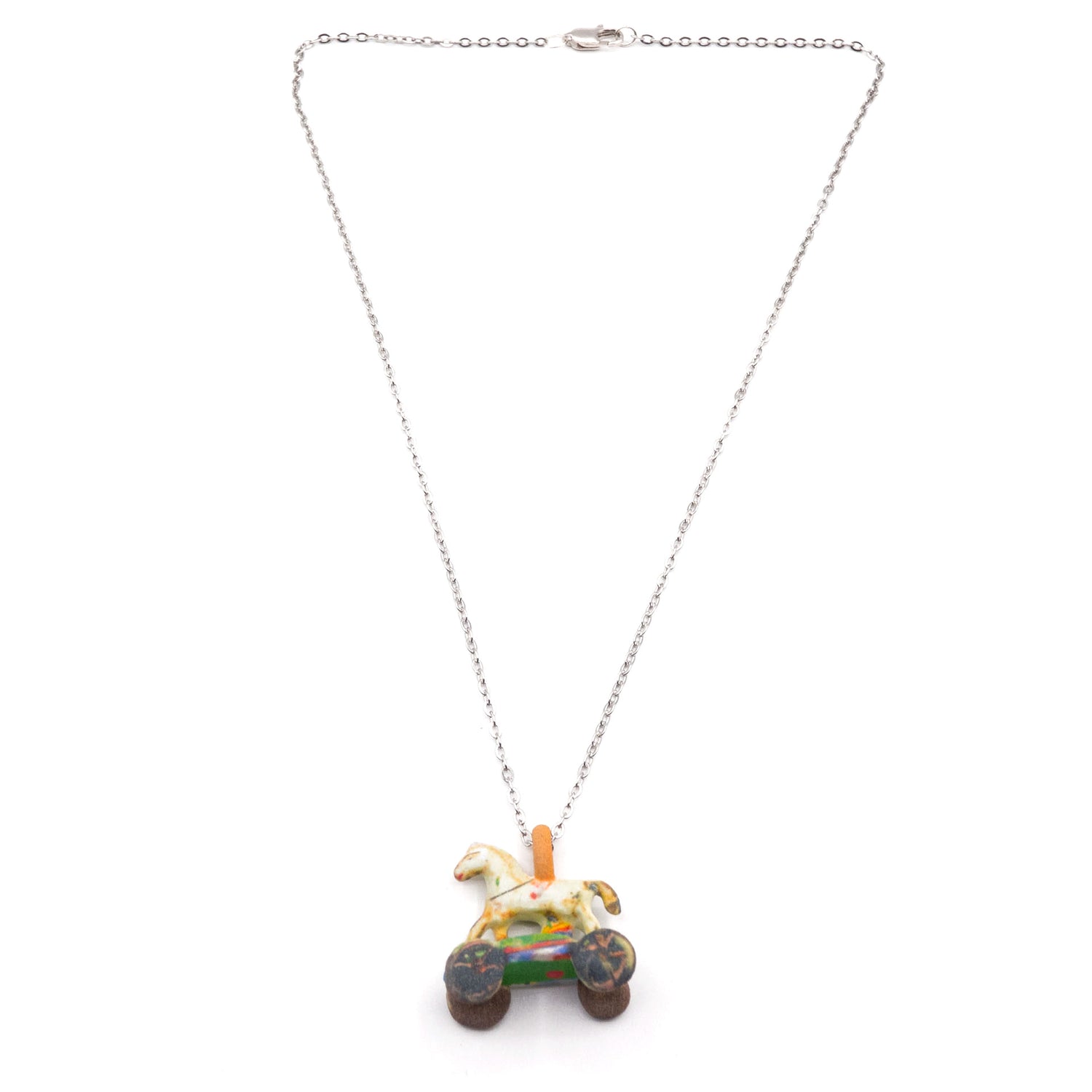 White Wheel Horse Charm