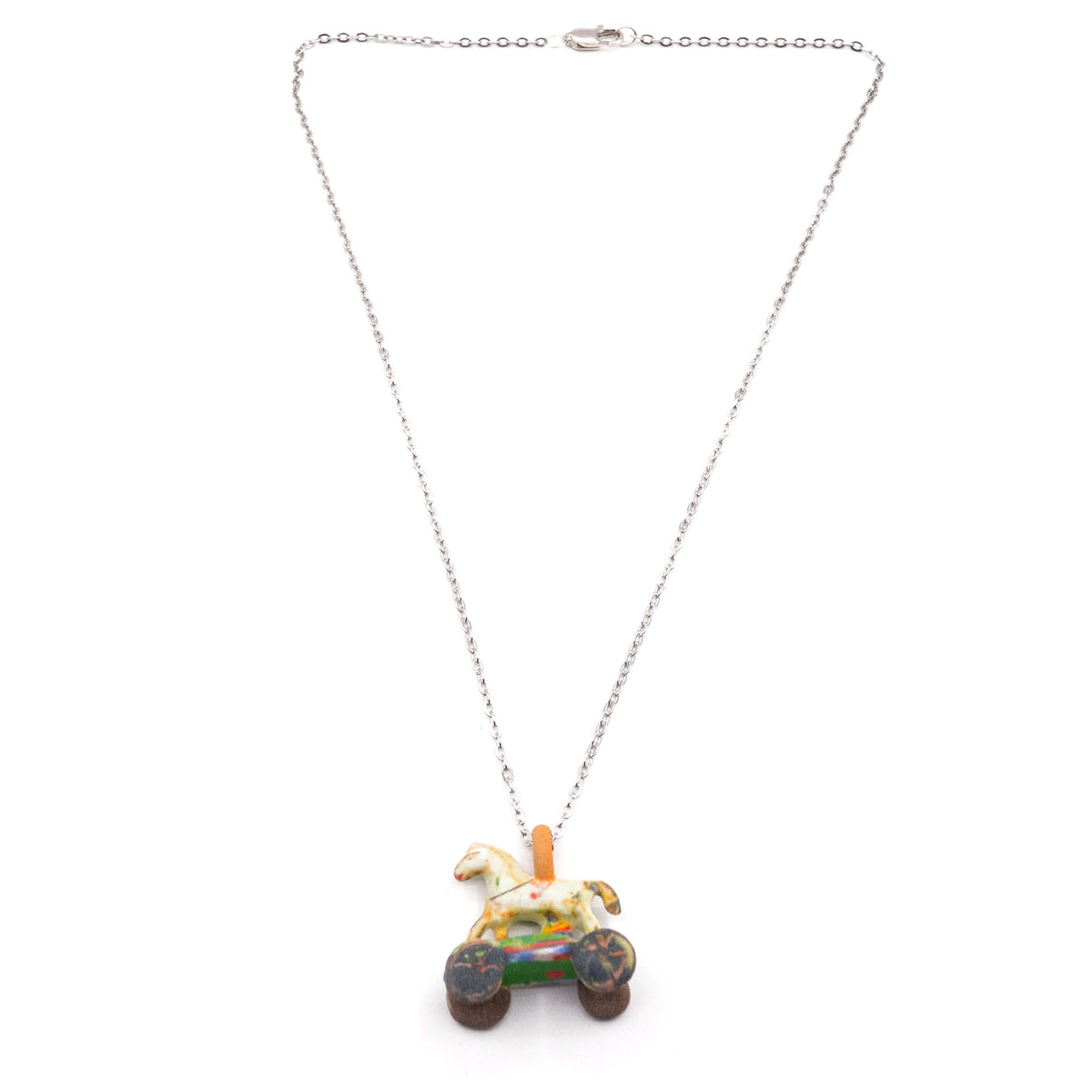 White Wheel Horse Charm