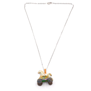 White Wheel Horse Charm