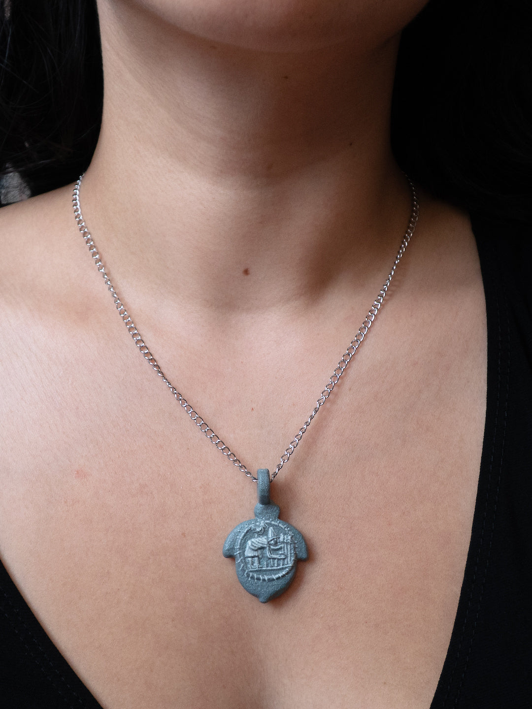 Acorn Pains Charm necklace worn
