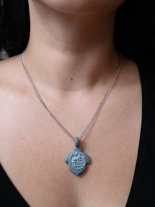 Acorn Pains Charm necklace worn
