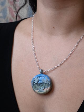 Angels on the Highway necklace worn