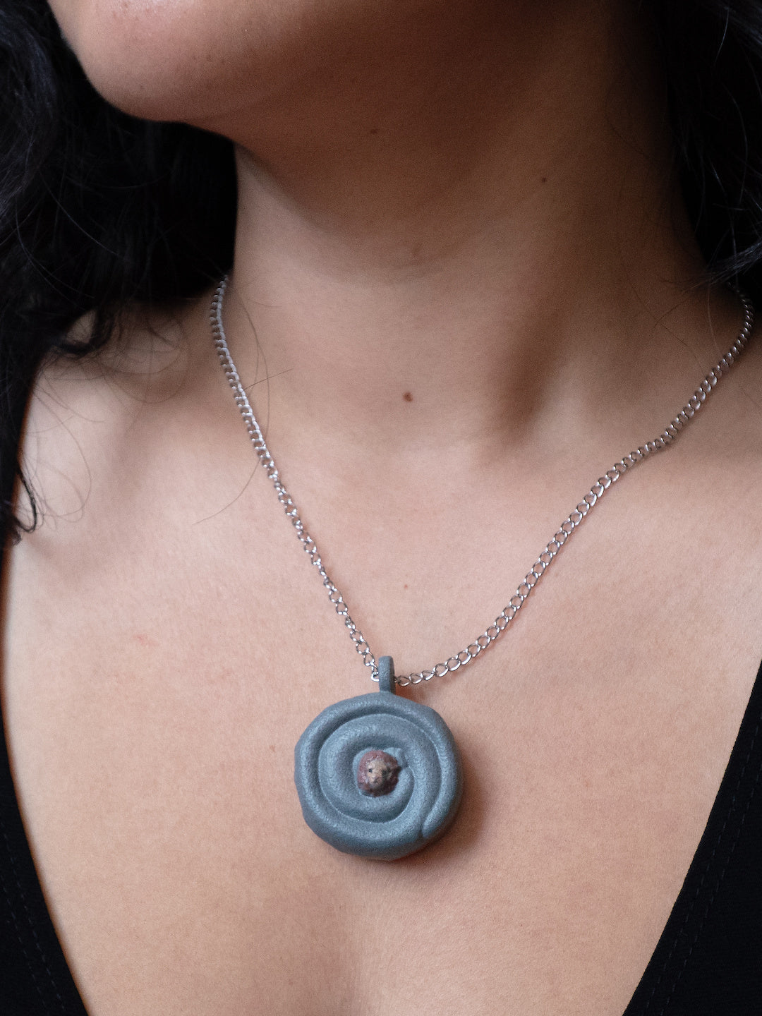 Lion Spiral necklace worn