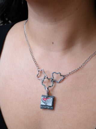 Mini Heart File Star Chain necklace worn