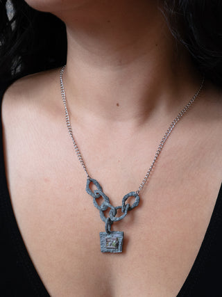 Rabbit Lettuce Rock Chain necklace worn