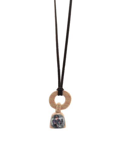 wool woman teether-brown suede, dangling