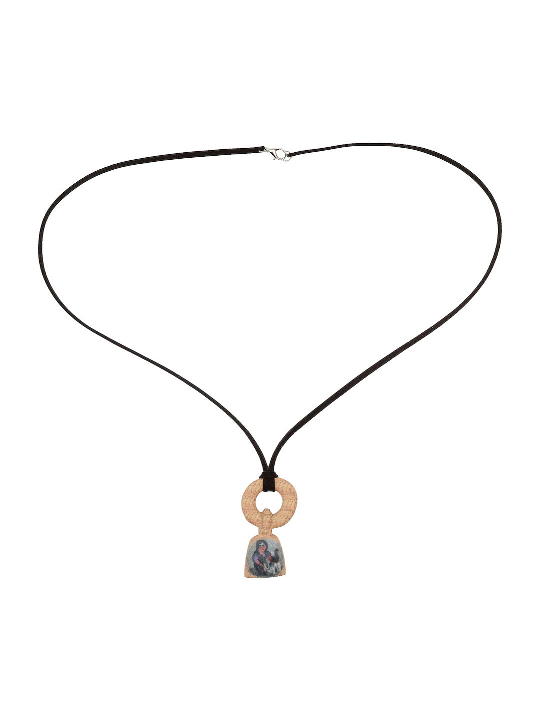 wool woman teether-brown suede, full necklace